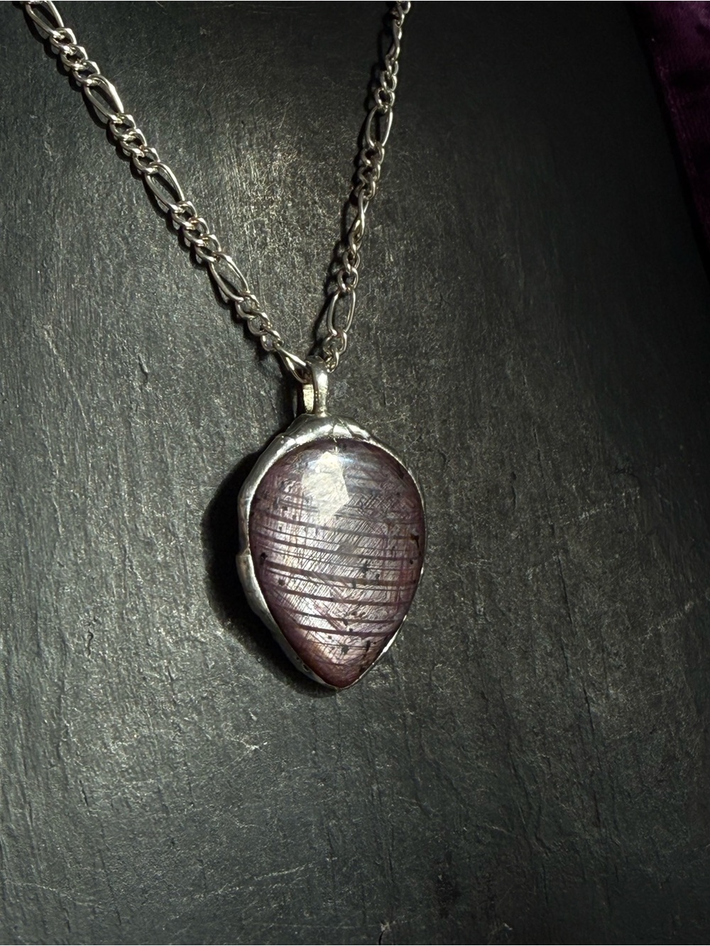 Ruby w flash crystal necklace pendant layering jewelry witchy boho luxe vibes